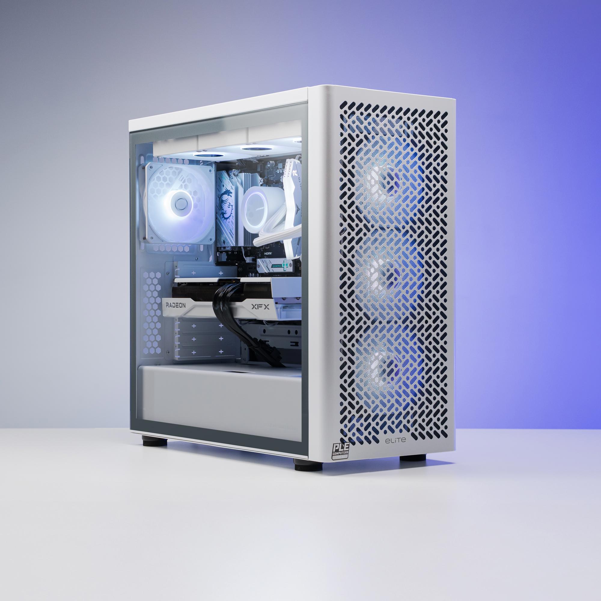 A large main feature product image of EX-DEMO PLE Glacier RX 9070 Prebuilt Ready To Go Gaming PC