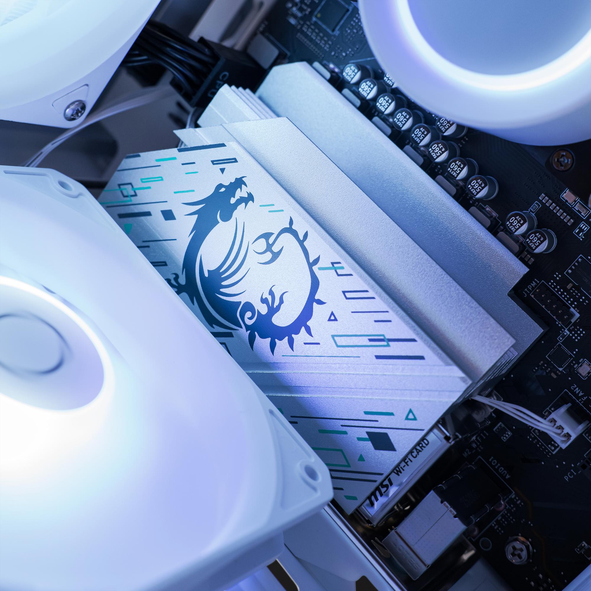 A large main feature product image of EX-DEMO PLE Glacier RX 9070 Prebuilt Ready To Go Gaming PC