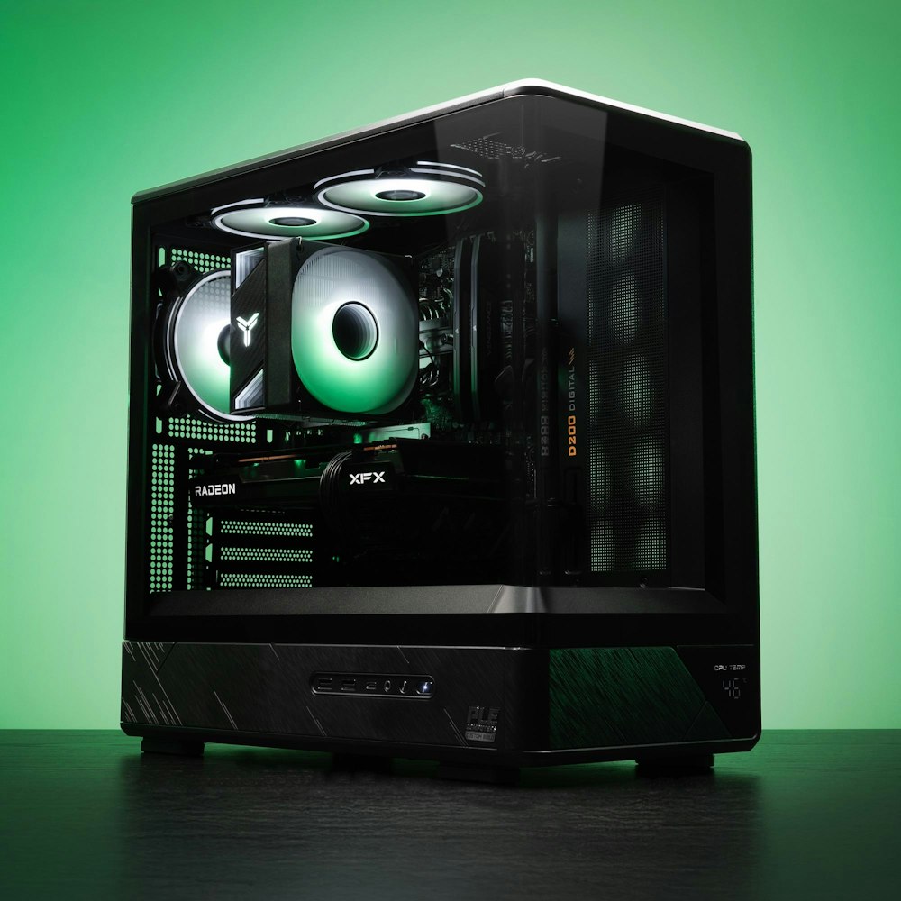 A large main feature product image of PLE Cypher RX 7600 Prebuilt Ready To Go Gaming PC