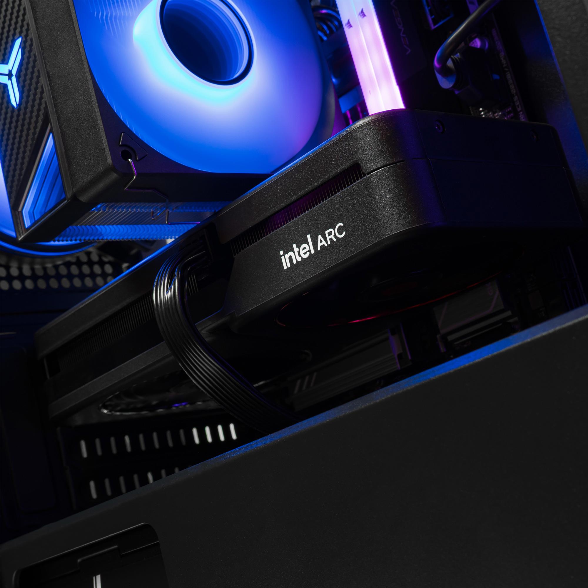 A large main feature product image of PLE Arcane B580 Prebuilt Ready To Go Gaming PC