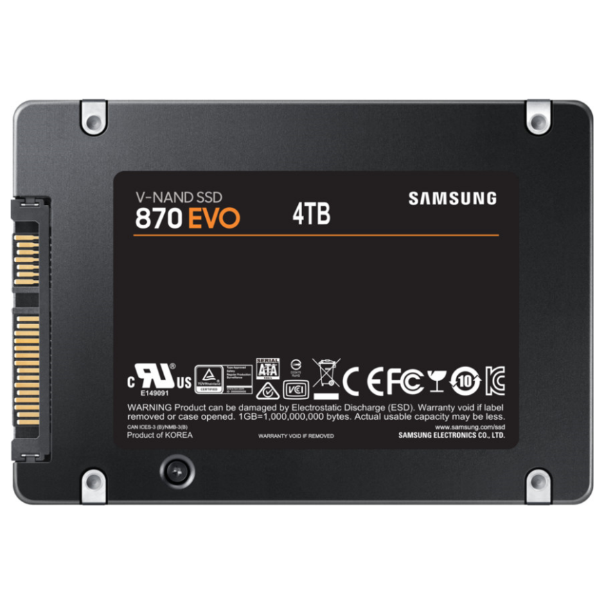 A large main feature product image of EX-DEMO Samsung 870 EVO SATA III 2.5" SSD - 4TB