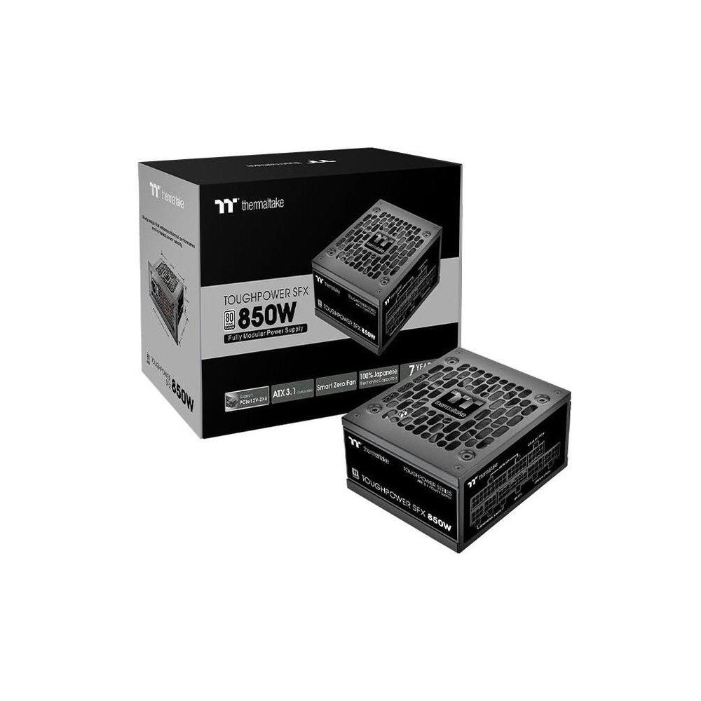A large main feature product image of EX-DEMO Thermaltake Toughpower SFX - 850W platinum PCIe 5.1 ATX 3.1 Fully Modular PSU