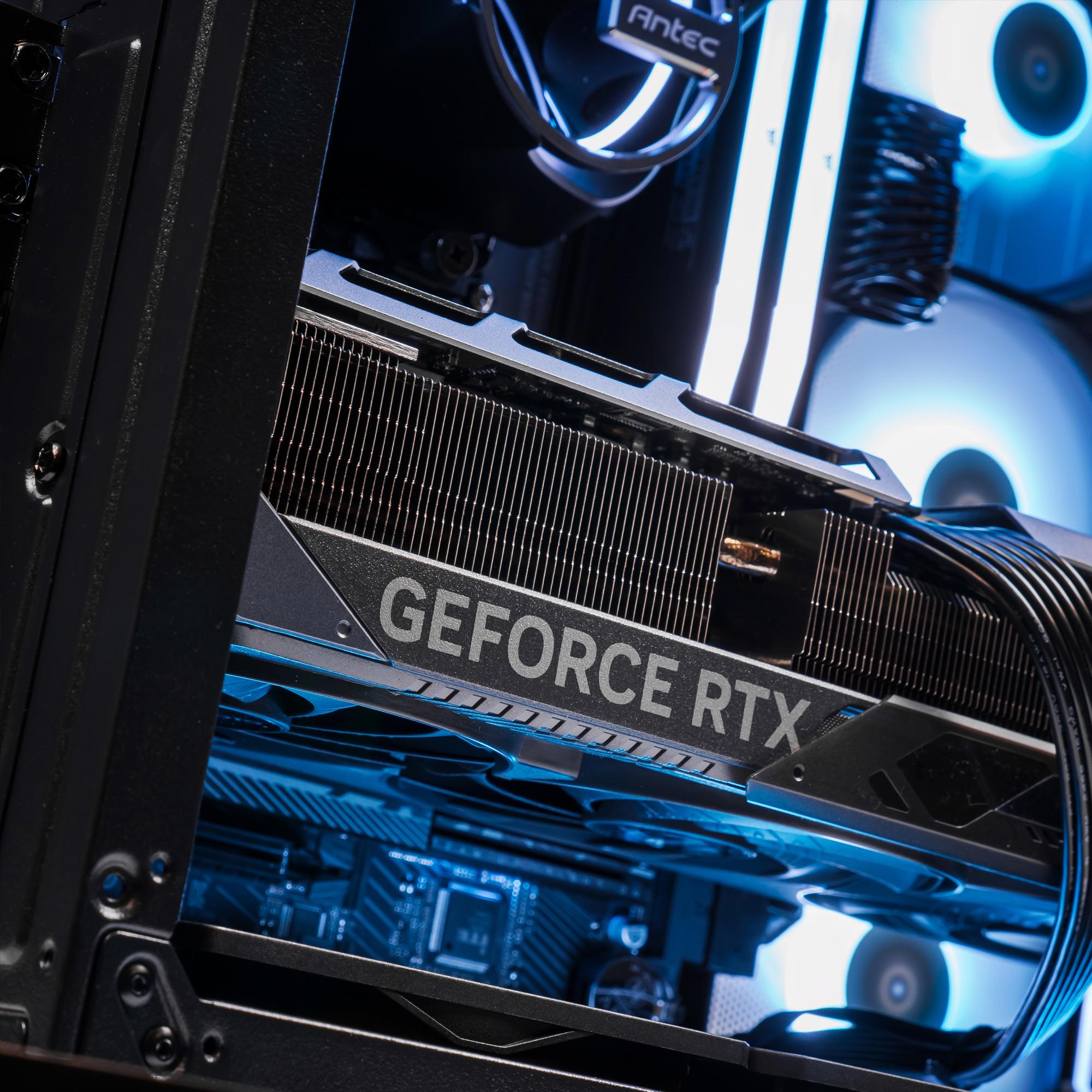 A large main feature product image of PLE Skeleton RTX 5070 Ti Prebuilt Ready To Go Gaming PC