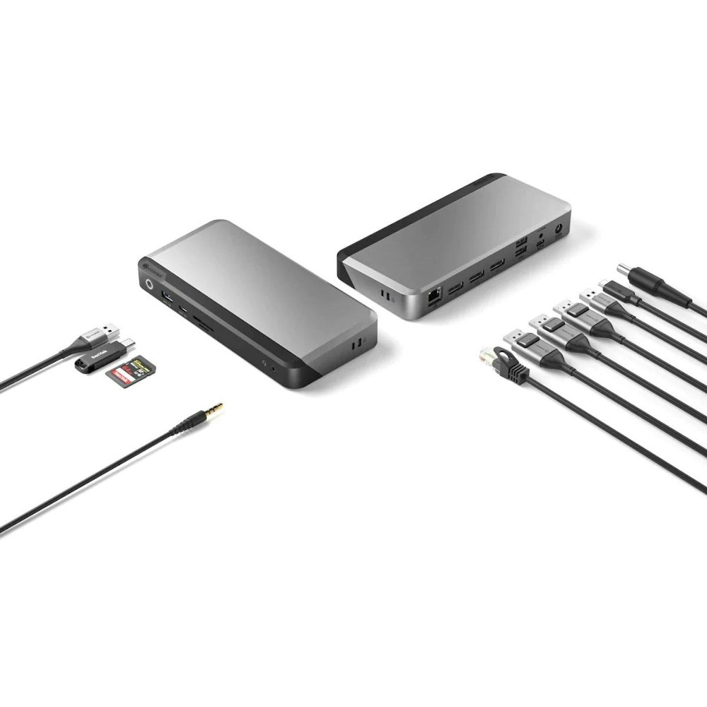 A large main feature product image of EX-DEMO ALOGIC MX3 USB Type-C Triple Display DP Alt. Mode Docking Station - With 100W Power Delivery