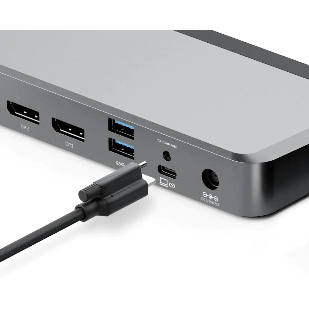 A large main feature product image of EX-DEMO ALOGIC MX3 USB Type-C Triple Display DP Alt. Mode Docking Station - With 100W Power Delivery