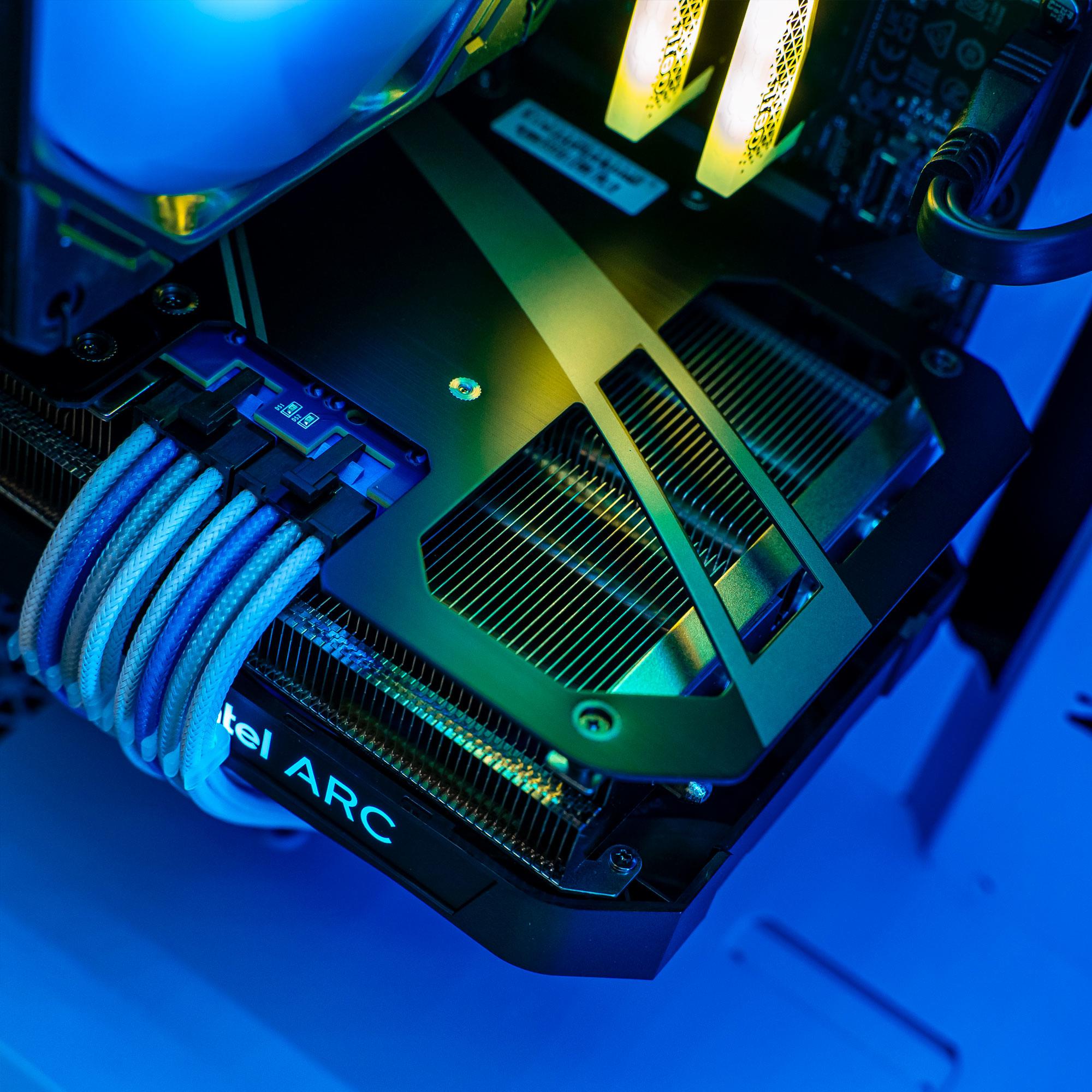 A large main feature product image of EX-DEMO PLE Pop Blue A770 Prebuilt Ready To Go Gaming PC