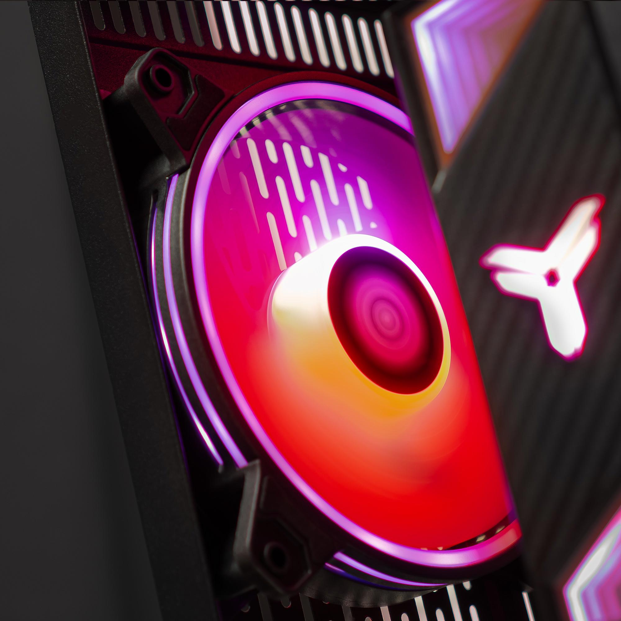 A large main feature product image of PLE Ruby RTX 5070 Ti Prebuilt Ready To Go Gaming PC