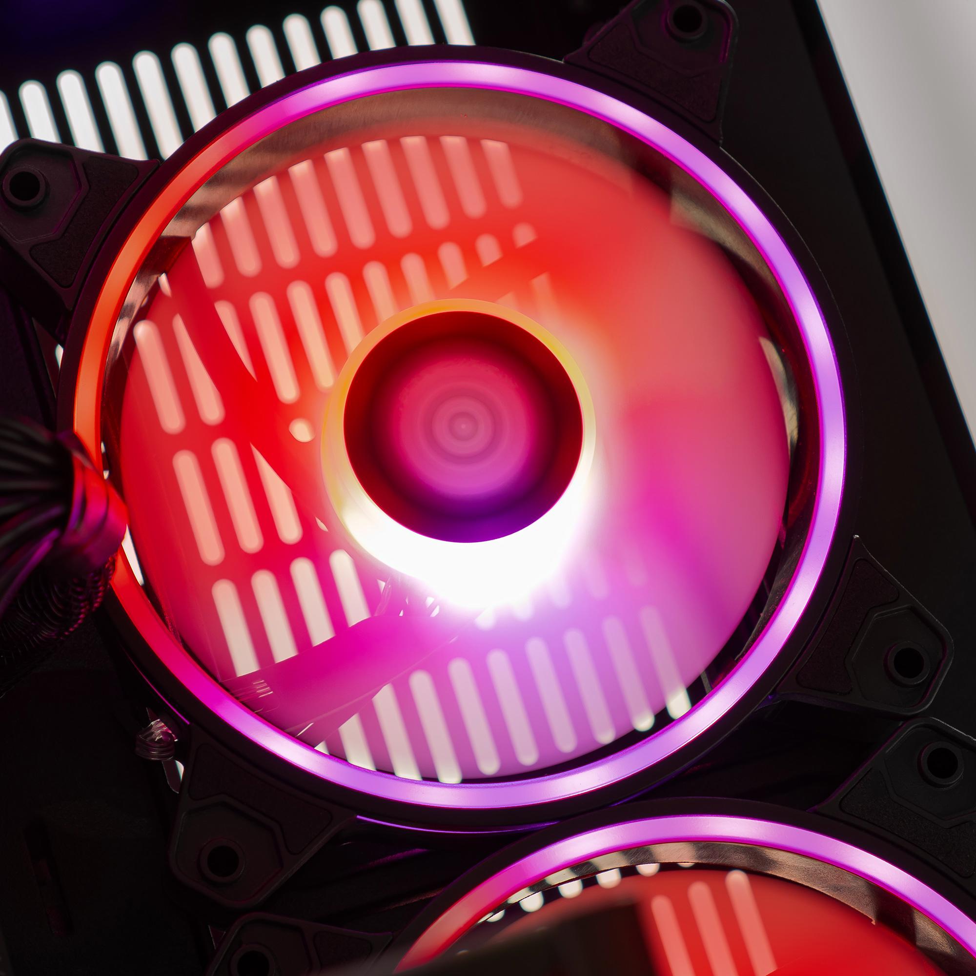 A large main feature product image of PLE Ruby RTX 5070 Ti Prebuilt Ready To Go Gaming PC