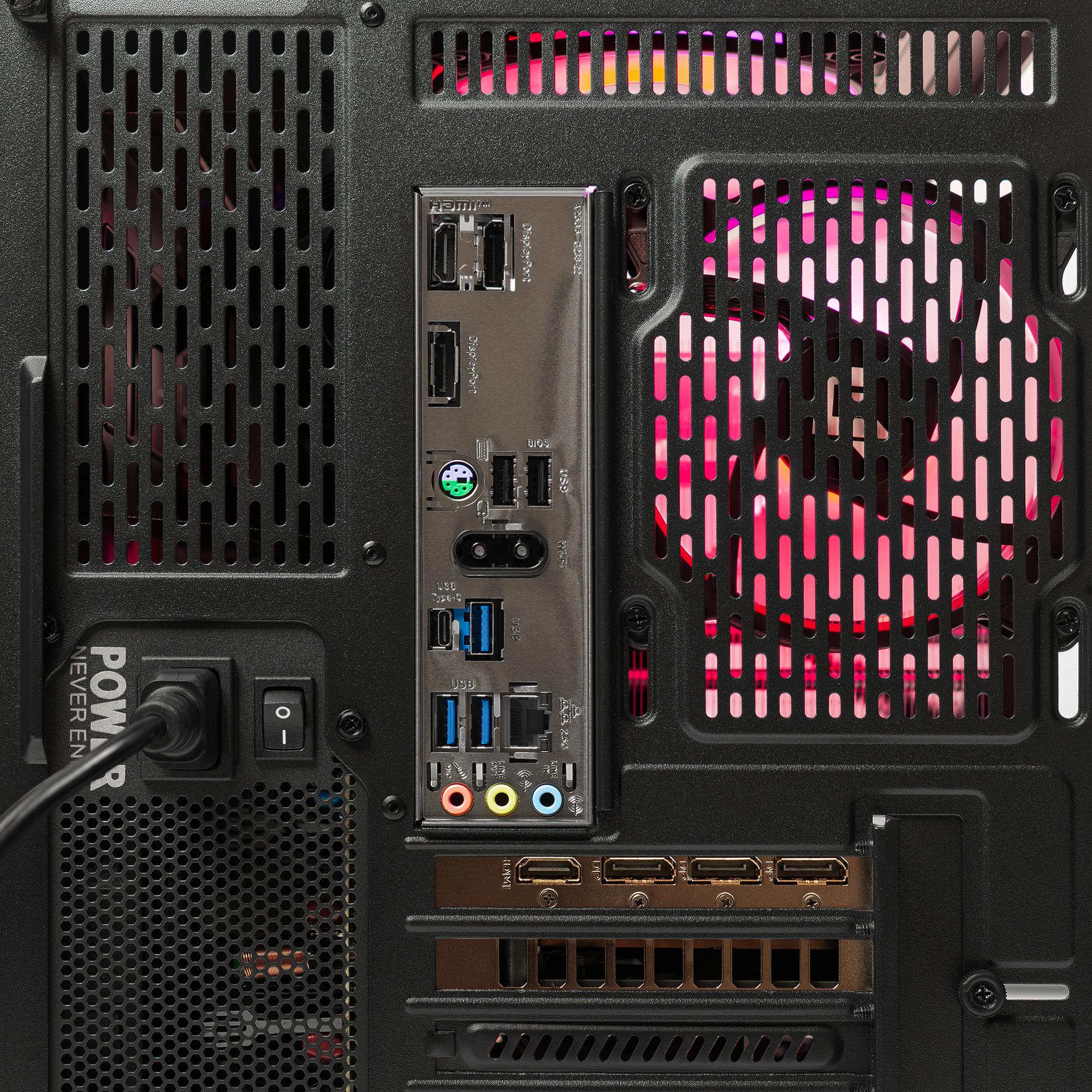 A large main feature product image of PLE Ruby RTX 5070 Ti Prebuilt Ready To Go Gaming PC
