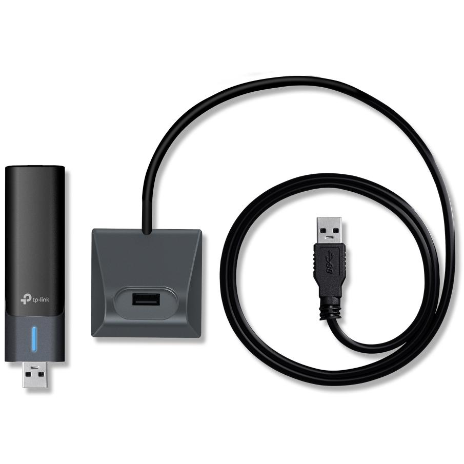 A large main feature product image of EX-DEMO TP-Link Archer TXE70UH - AXE5400 High Gain Tri-Band Wi-Fi 6E USB Adapter