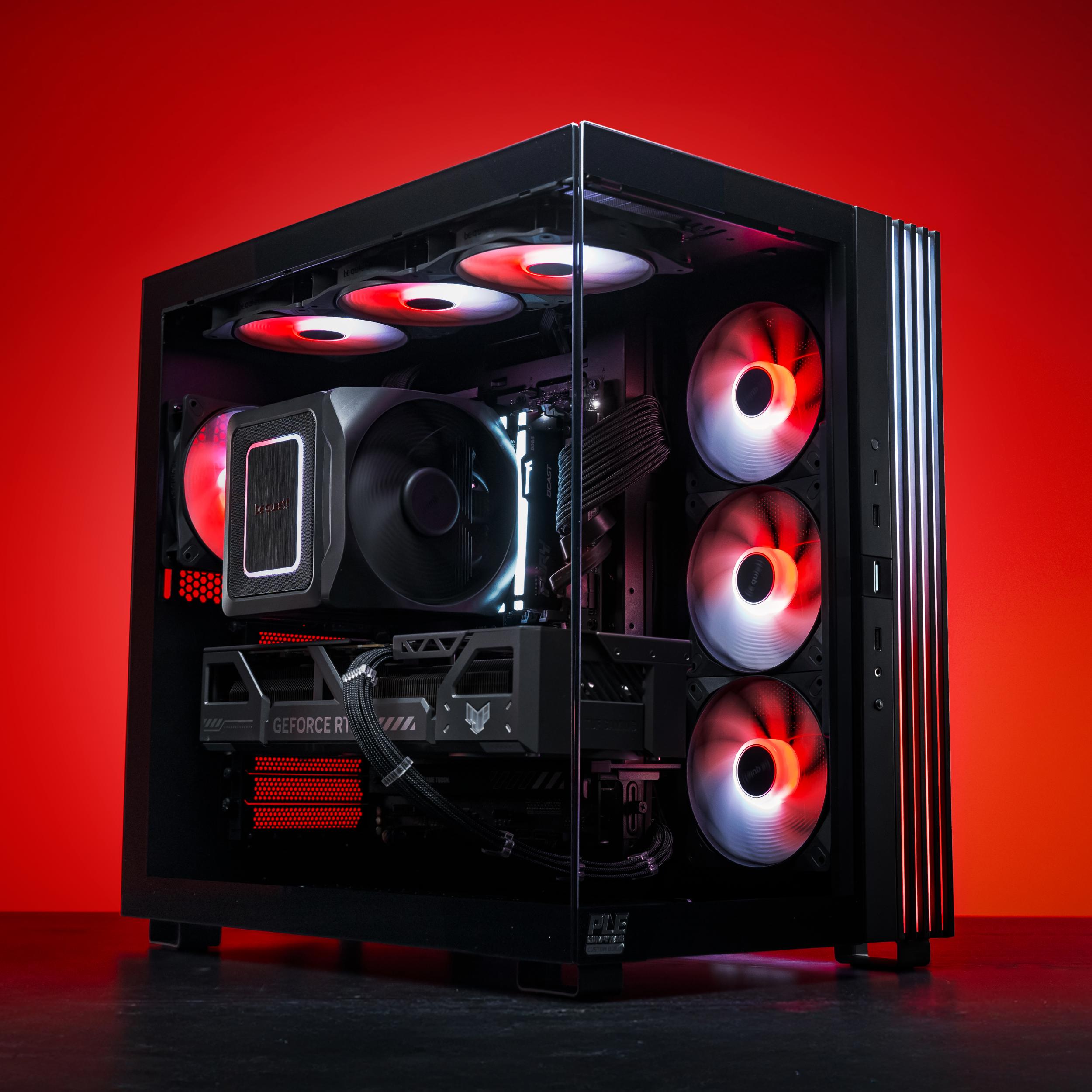 A large main feature product image of EX-DEMO PLE Vanguard RTX 5080 Prebuilt Ready To Go Gaming PC