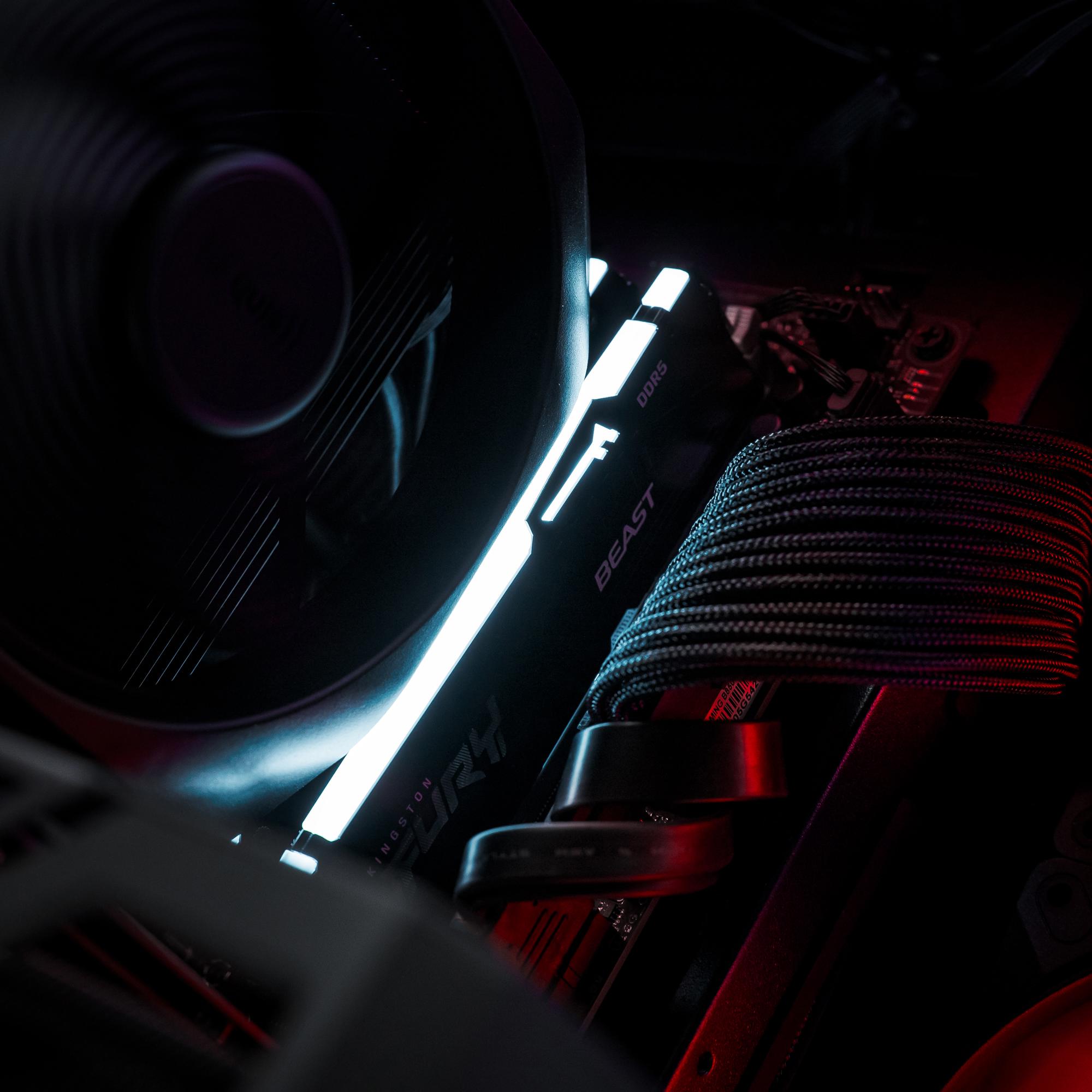 A large main feature product image of EX-DEMO PLE Vanguard RTX 5080 Prebuilt Ready To Go Gaming PC