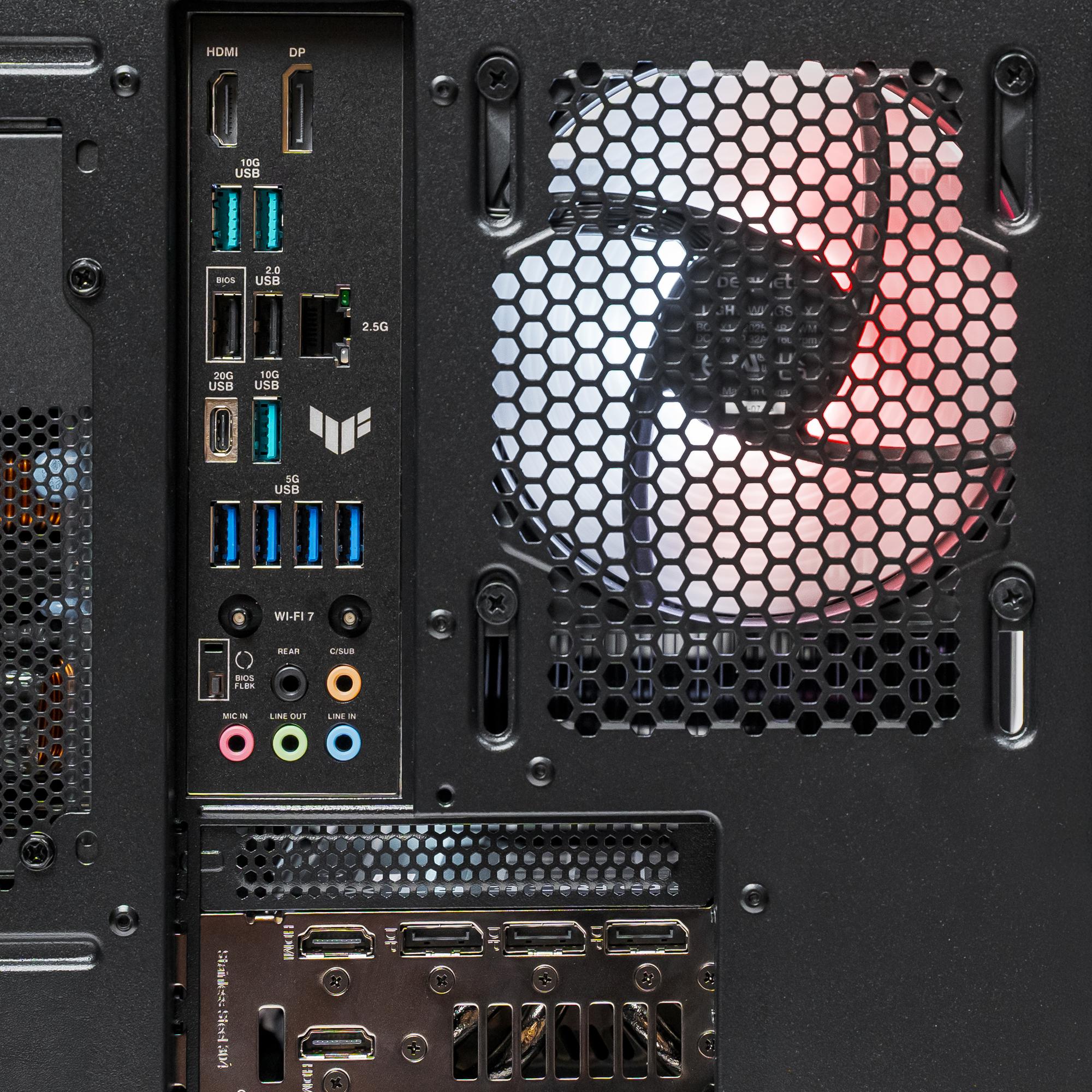 A large main feature product image of EX-DEMO PLE Vanguard RTX 5080 Prebuilt Ready To Go Gaming PC