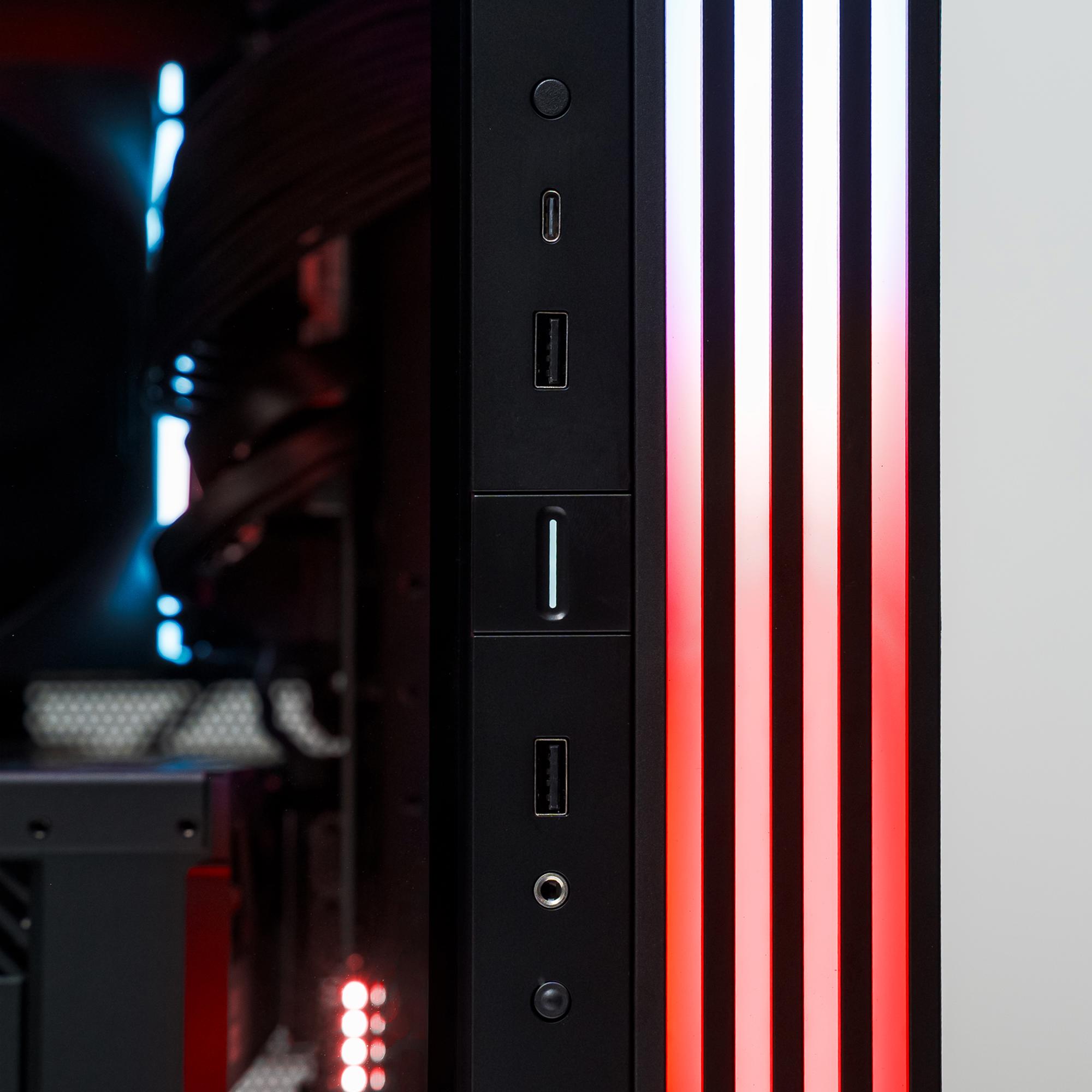 A large main feature product image of EX-DEMO PLE Vanguard RTX 5080 Prebuilt Ready To Go Gaming PC