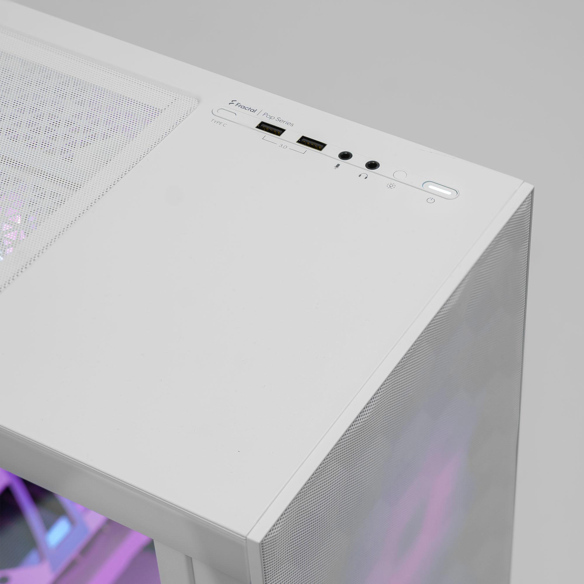 A large main feature product image of EX-DEMO PLE Pop White A770 Prebuilt Ready To Go Gaming PC