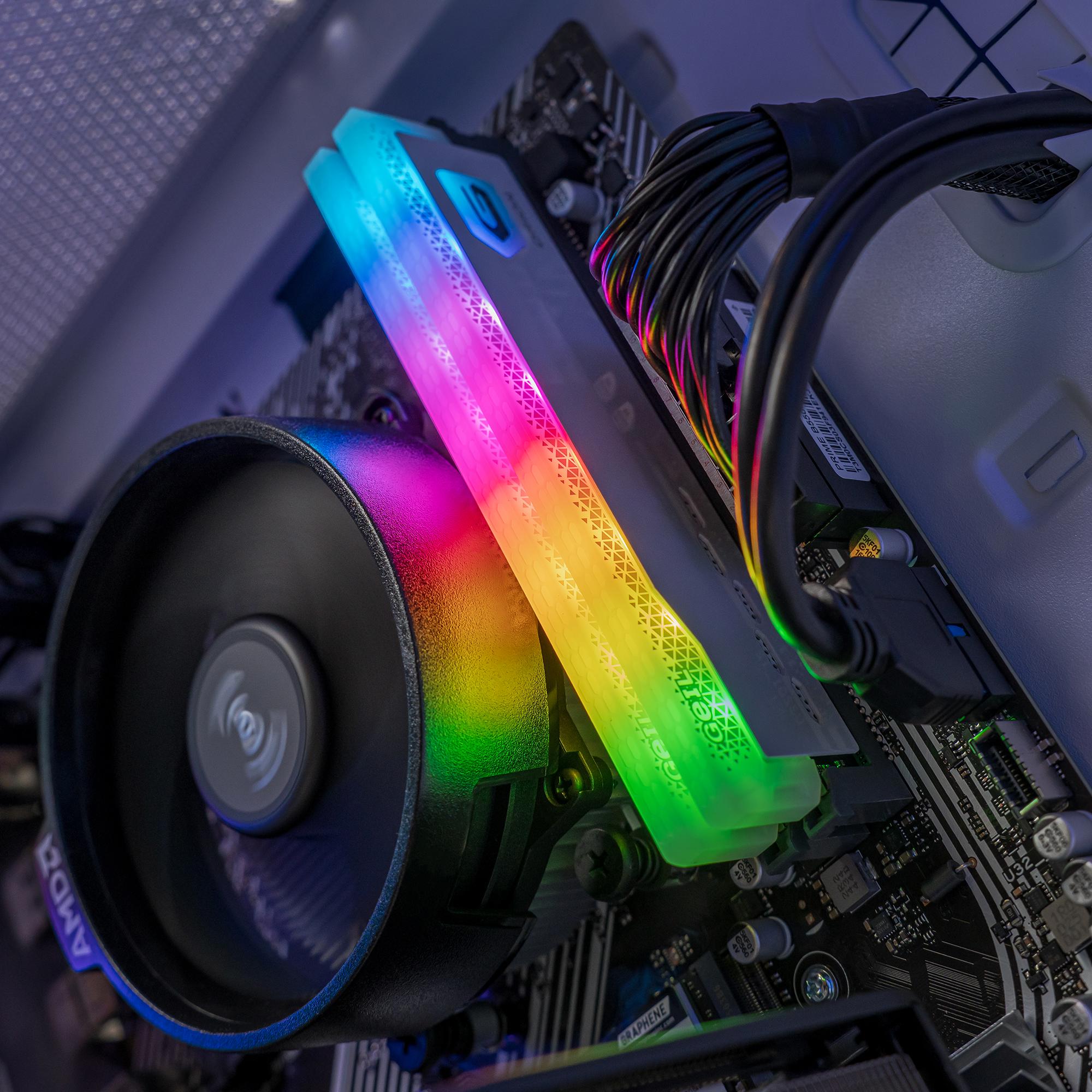 A large main feature product image of EX-DEMO PLE Flash RTX 5050 Prebuilt Ready To Go Gaming PC