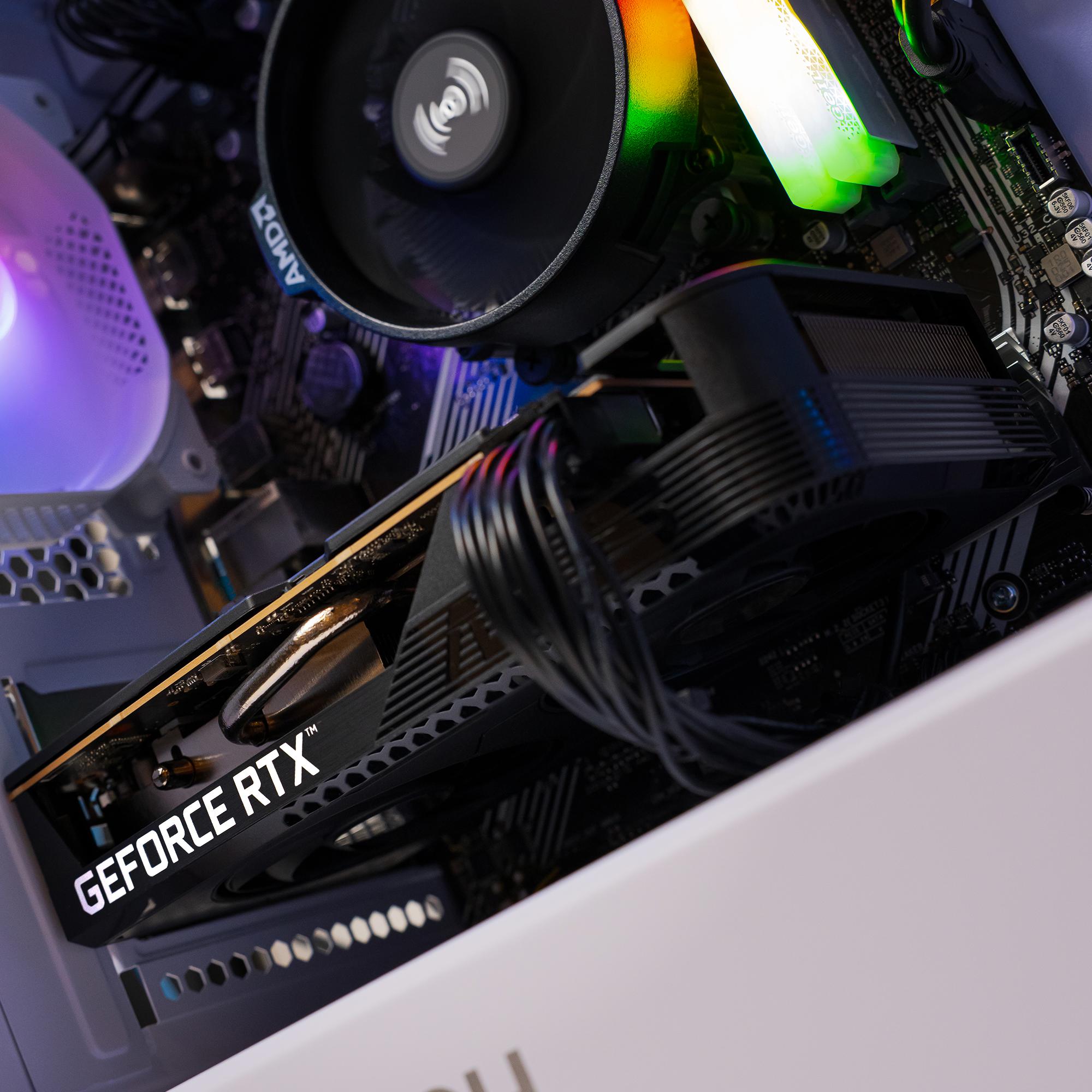 A large main feature product image of EX-DEMO PLE Flash RTX 5050 Prebuilt Ready To Go Gaming PC