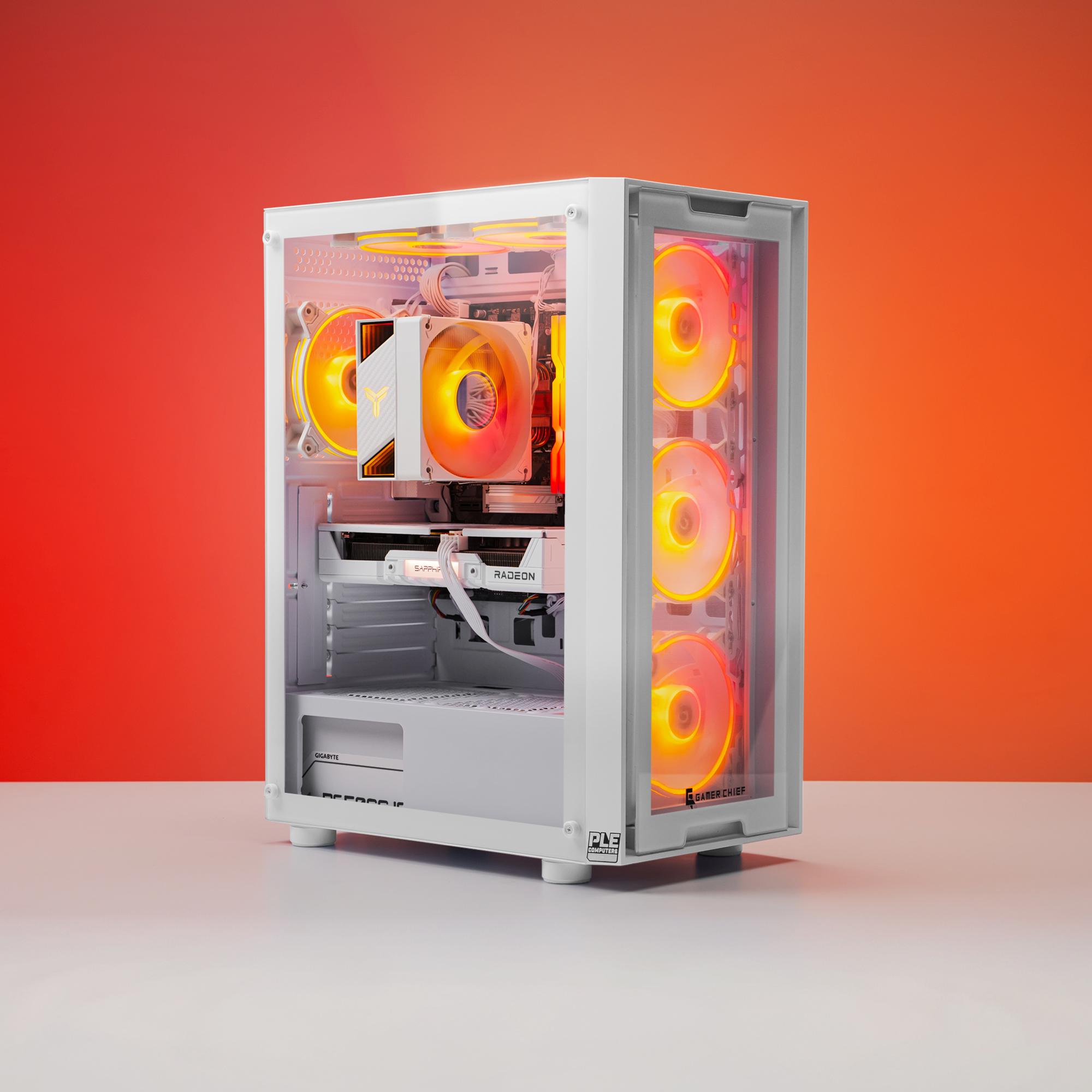 A large main feature product image of EX-DEMO PLE Spark RX 9060 XT Prebuilt Ready To Go Gaming PC