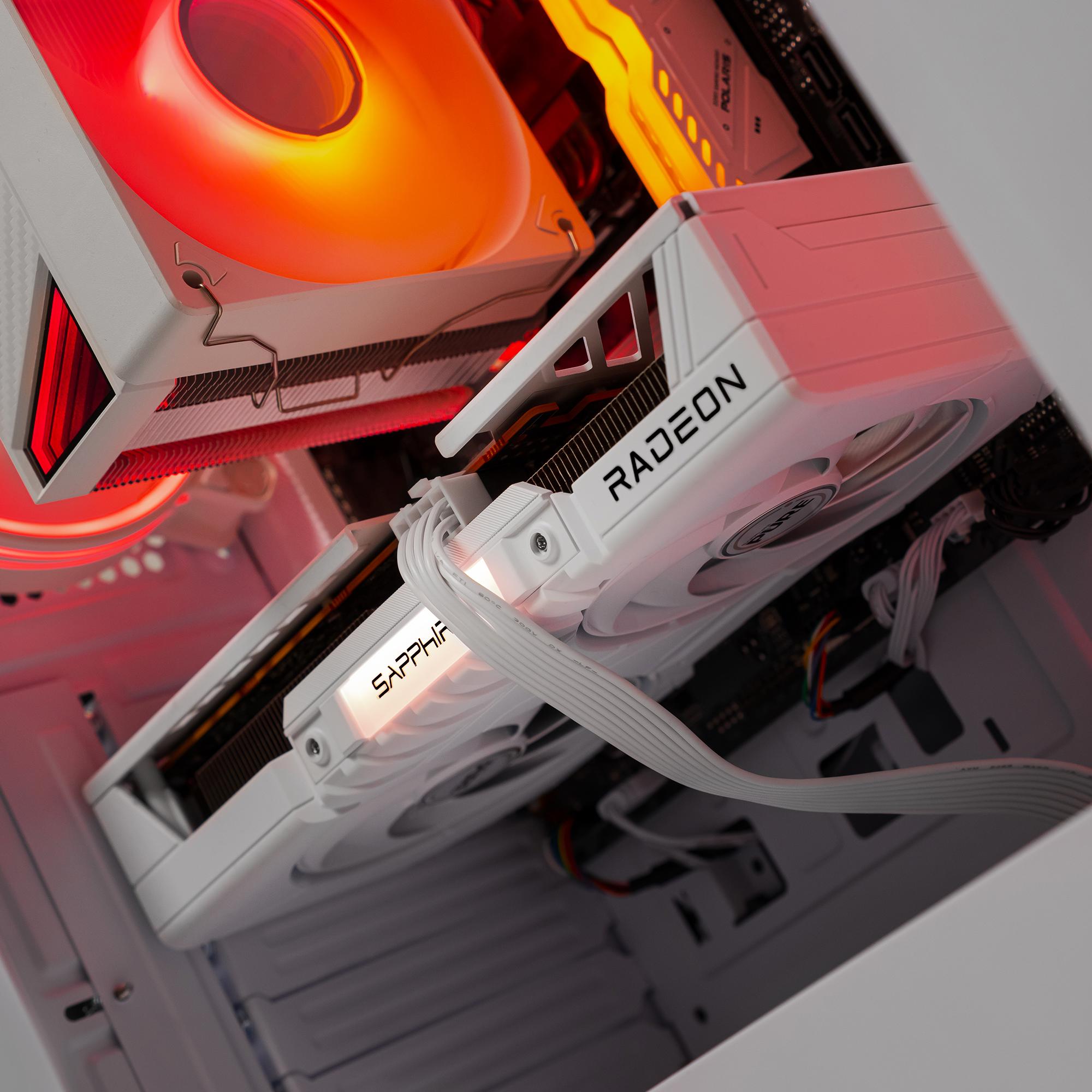 A large main feature product image of EX-DEMO PLE Spark RX 9060 XT Prebuilt Ready To Go Gaming PC