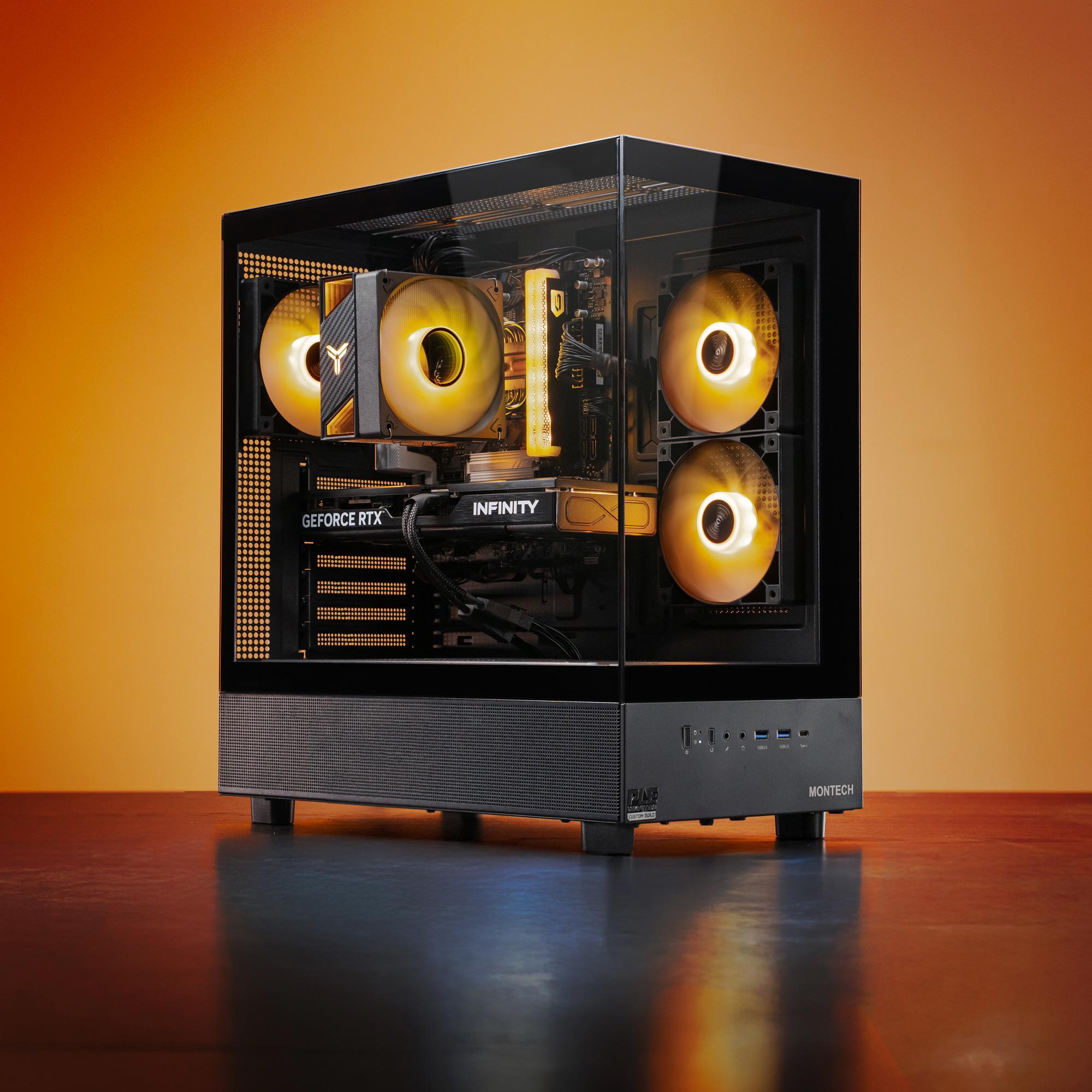 A large main feature product image of EX-DEMO PLE Topaz RTX 5070 Prebuilt Ready To Go Gaming PC