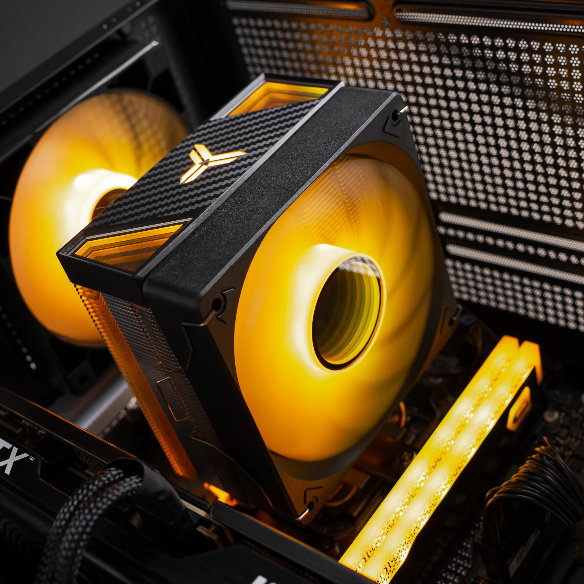 A large main feature product image of EX-DEMO PLE Topaz RTX 5070 Prebuilt Ready To Go Gaming PC