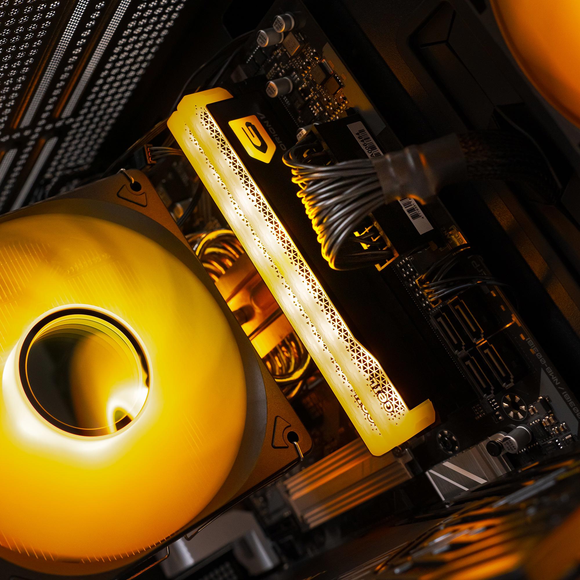 A large main feature product image of EX-DEMO PLE Topaz RTX 5070 Prebuilt Ready To Go Gaming PC