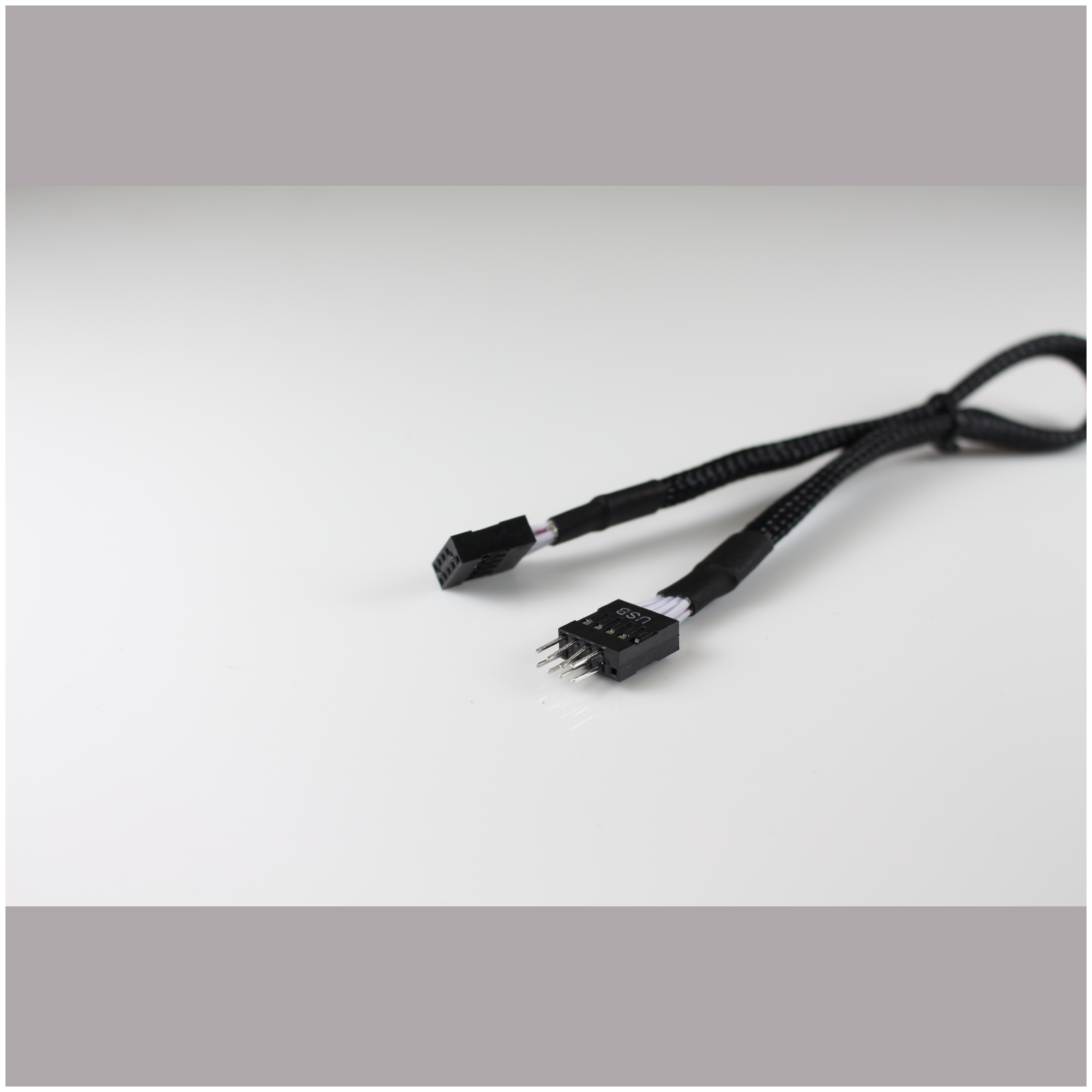 A large main feature product image of EX-DEMO GamerChief USB2.0 Header 30cm Sleeved Extension Cable (Black)