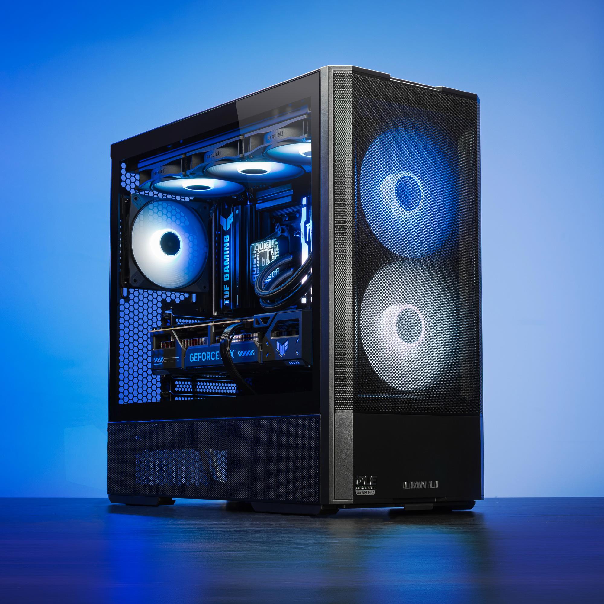 A large main feature product image of PLE Warp RTX 5070 Ti Prebuilt Ready To Go Gaming PC