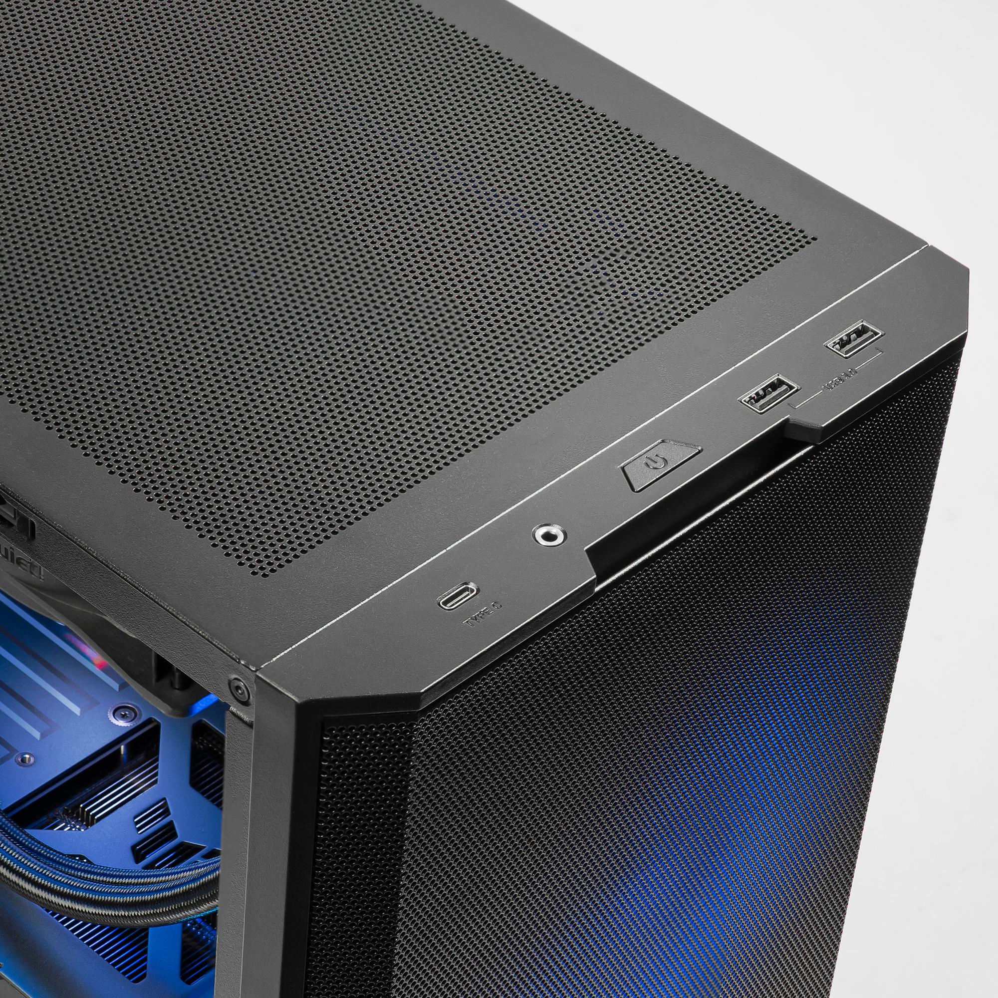 A large main feature product image of PLE Warp RTX 5070 Ti Prebuilt Ready To Go Gaming PC