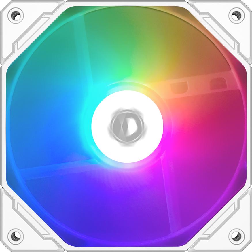 A large main feature product image of EX-DEMO ID-COOLING NO Series Slim 120mm ARGB PWM Fan (White)