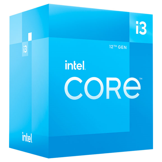 A large main feature product image of EX-DEMO Intel Core i3 12100F Alder Lake 4 Core 8 Thread Up To 4.3Ghz LGA1700 - No iGPU Retail Box