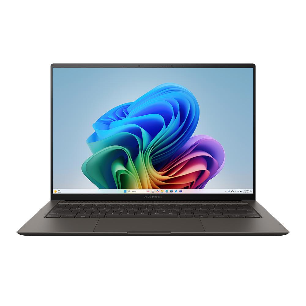 A large main feature product image of ASUS Zenbook S 14 (UX5406) - 14" 3K OLED 120Hz Touch, Ultra 9 386H, 32GB/1TB - Win 11 Notebook