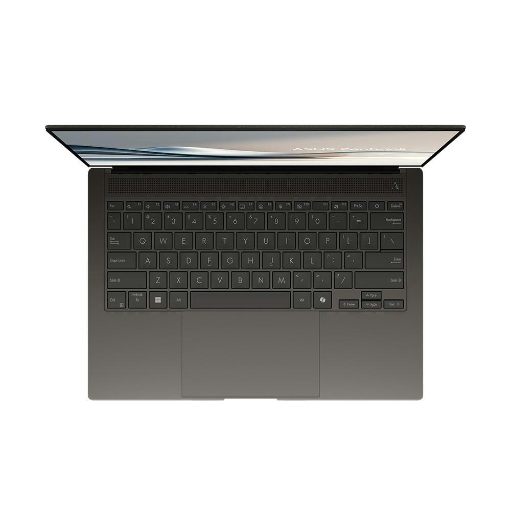 A large main feature product image of ASUS Zenbook S 14 (UX5406) - 14" 3K OLED 120Hz Touch, Ultra 9 386H, 32GB/1TB - Win 11 Notebook