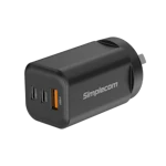 A small tile product image of Simplecom CU365 3-Port PD 65W GaN Wall Charger Dual USB-C + USB-A