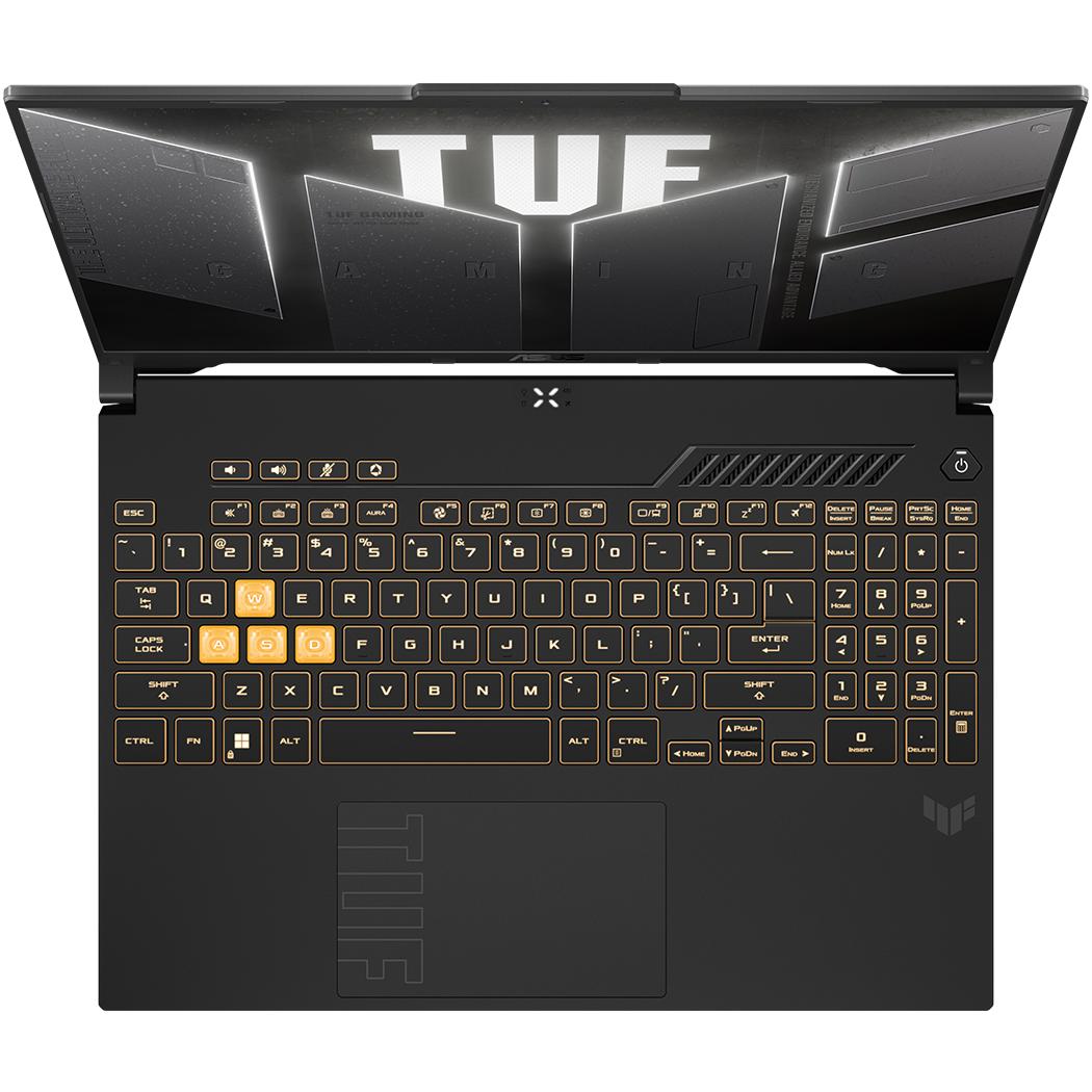 A large main feature product image of EX-DEMO ASUS TUF Gaming F16 (FX607) - 16" 144Hz, i7-13620H, RTX 4050, 16GB/512GB - Win 11 Notebook