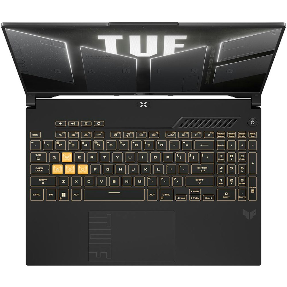 A large main feature product image of EX-DEMO ASUS TUF Gaming F16 (FX607) - 16" 144Hz, i7-13620H, RTX 4050, 16GB/512GB - Win 11 Notebook