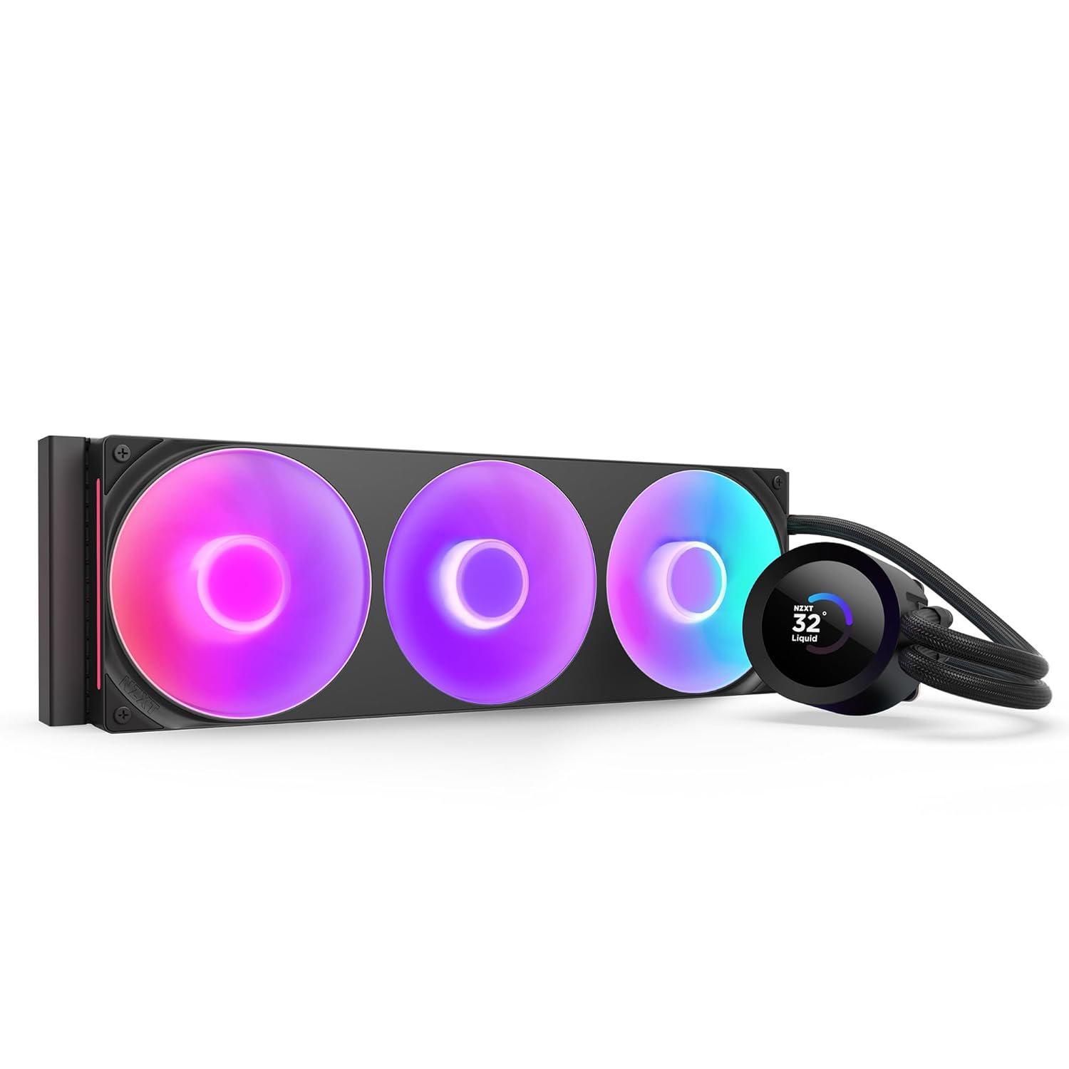 A large main feature product image of NZXT Kraken Plus RGB AIO Liquid CPU Cooler - 360mm