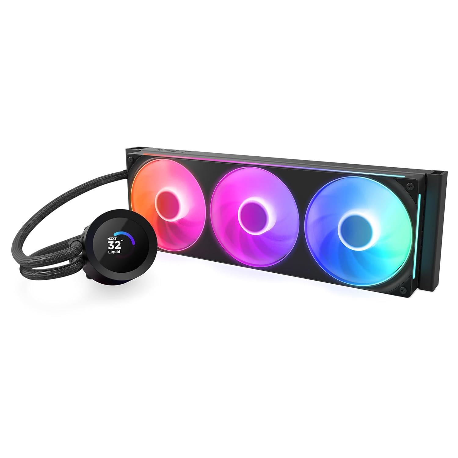 A large main feature product image of NZXT Kraken Plus RGB AIO Liquid CPU Cooler - 360mm
