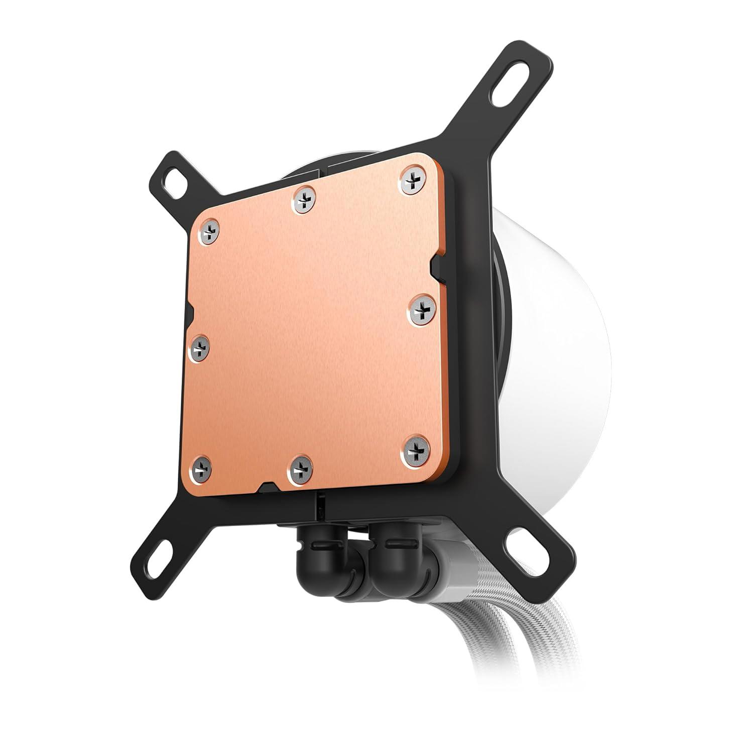 A large main feature product image of NZXT Kraken Plus RGB AIO Liquid CPU Cooler - 360mm White