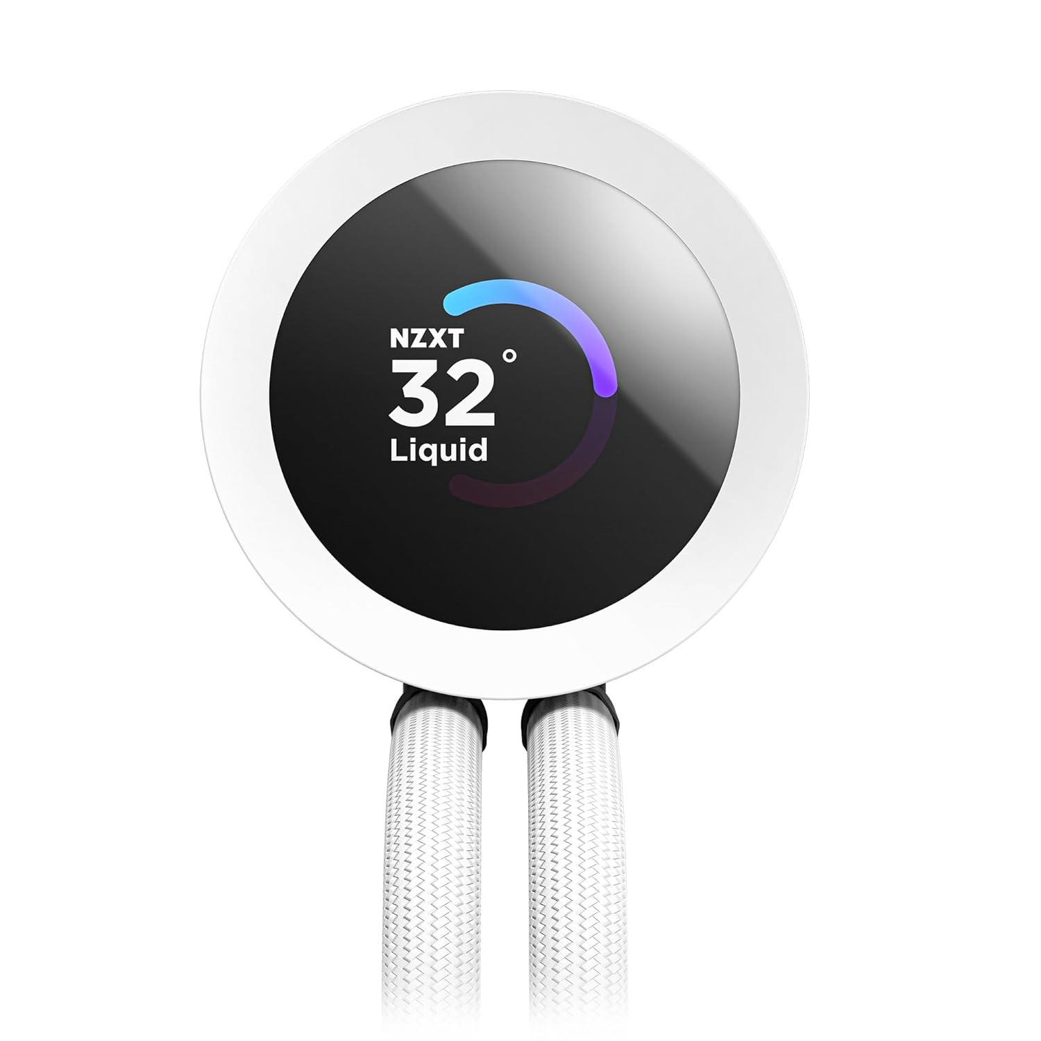 A large main feature product image of NZXT Kraken Plus RGB AIO Liquid CPU Cooler - 360mm White