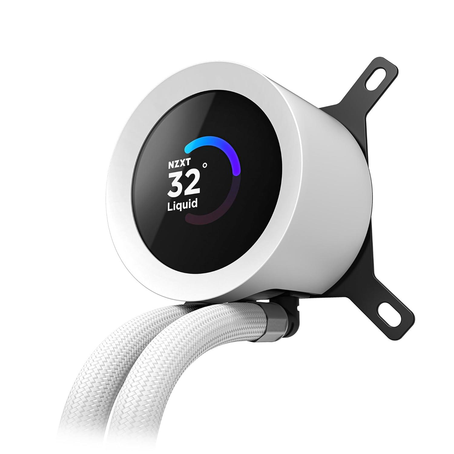 A large main feature product image of NZXT Kraken Plus RGB AIO Liquid CPU Cooler - 360mm White