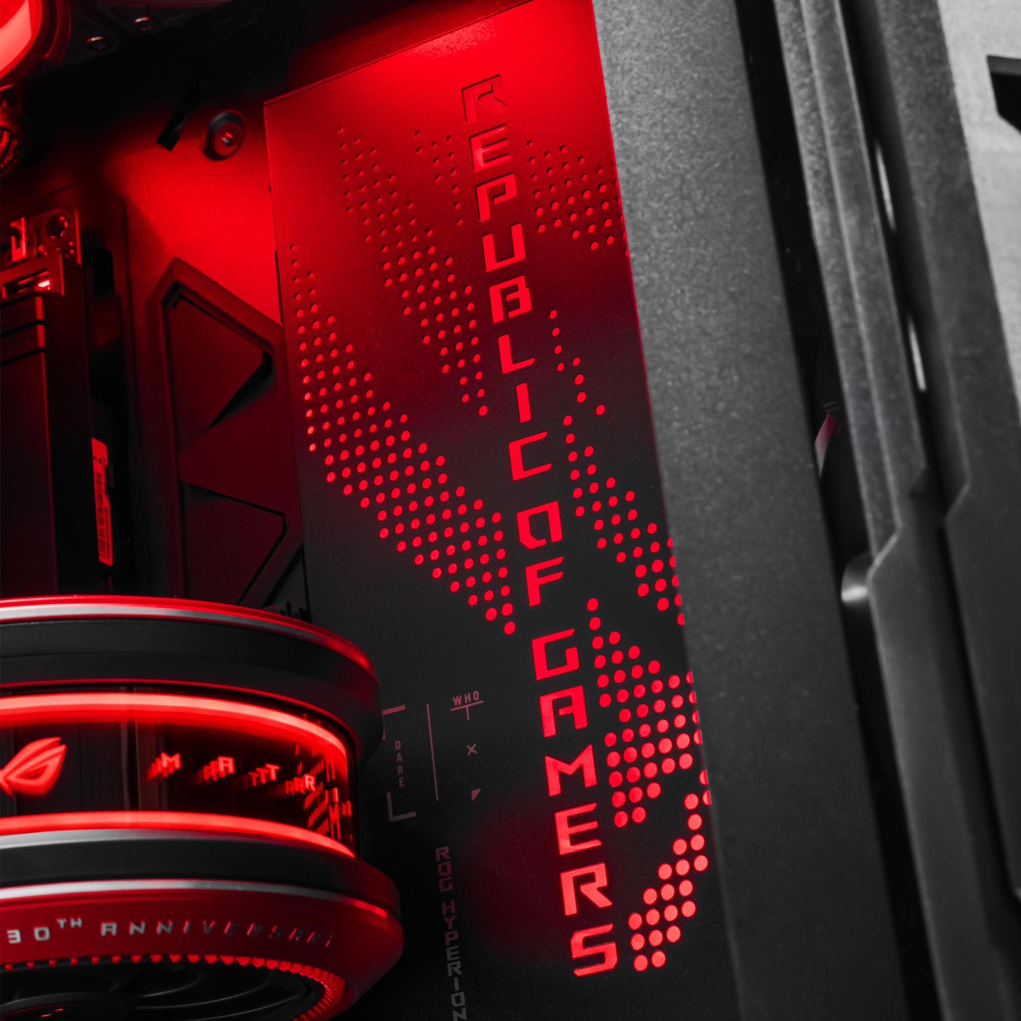 A large main feature product image of PLE ROG Matrix RTX 5090 Prebuilt Ready To Go Gaming PC