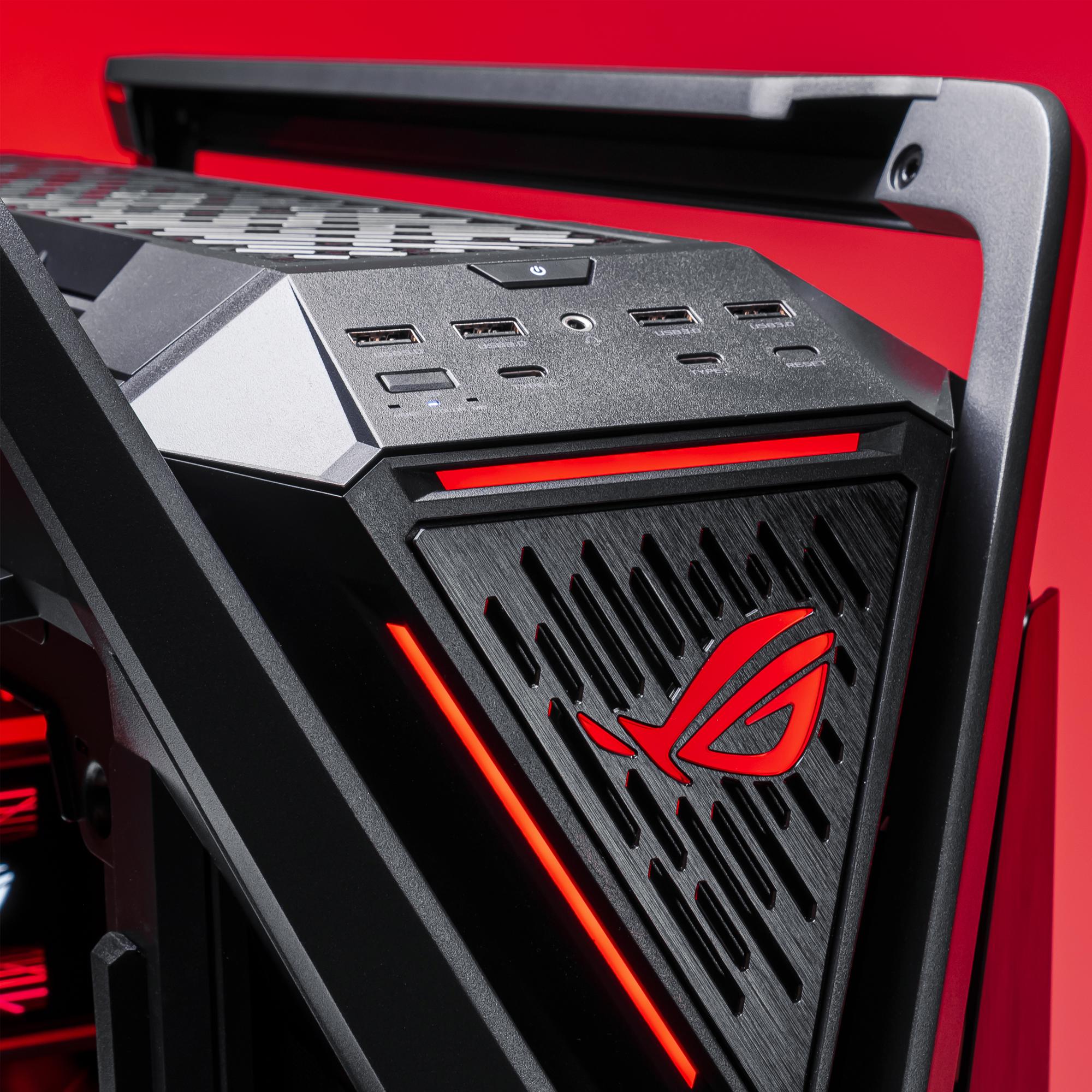 A large main feature product image of PLE ROG Matrix RTX 5090 Prebuilt Ready To Go Gaming PC