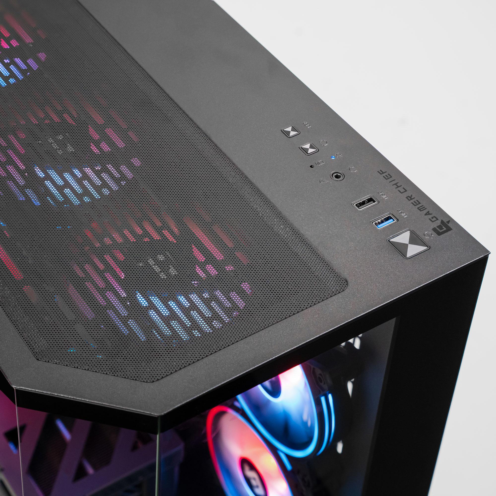 A large main feature product image of EX-DEMO PLE Neon RTX 5060 Prebuilt Ready To Go Gaming PC