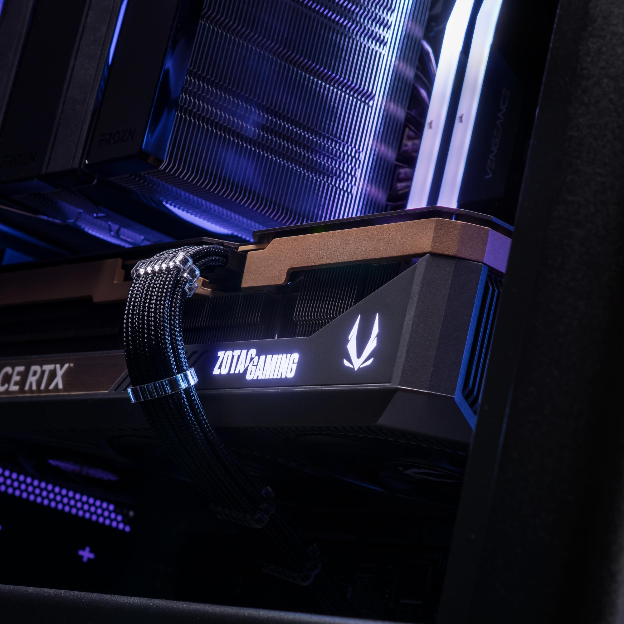 A large main feature product image of PLE Quantum 5090 Prebuilt Ready To Go Gaming PC