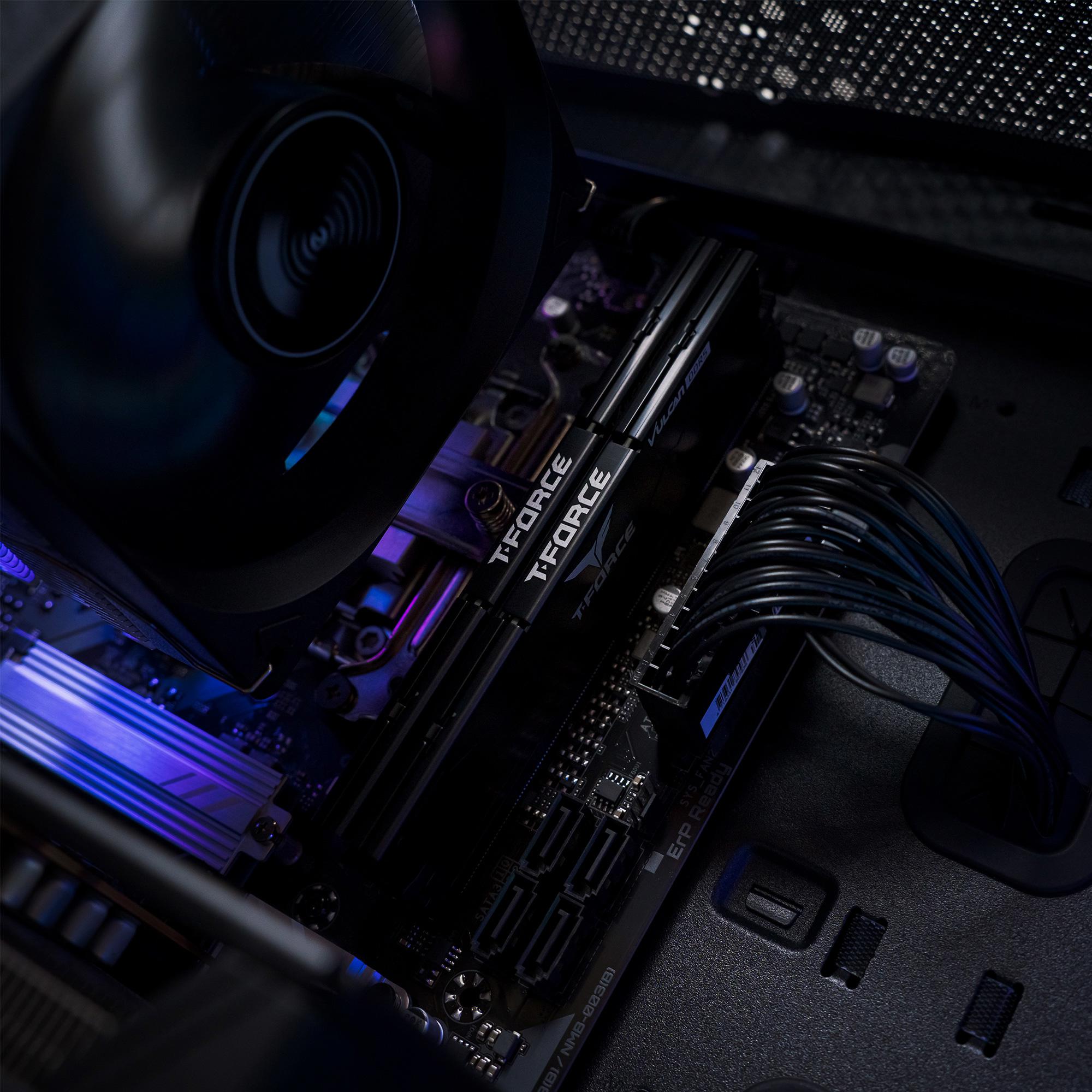 A large main feature product image of EX-DEMO PLE Stealth RX 9060 XT Prebuilt Ready To Go Gaming PC