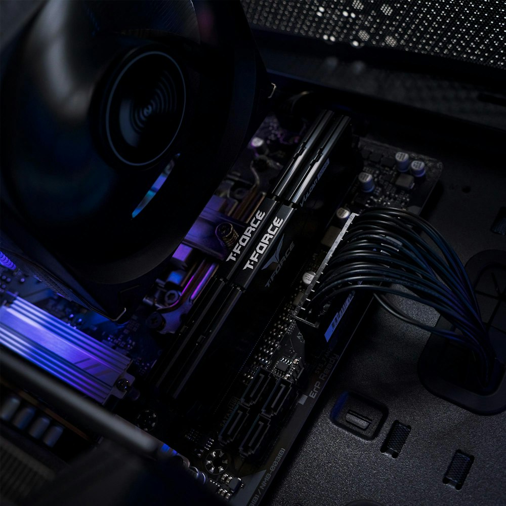 A large main feature product image of EX-DEMO PLE Stealth RX 9060 XT Prebuilt Ready To Go Gaming PC