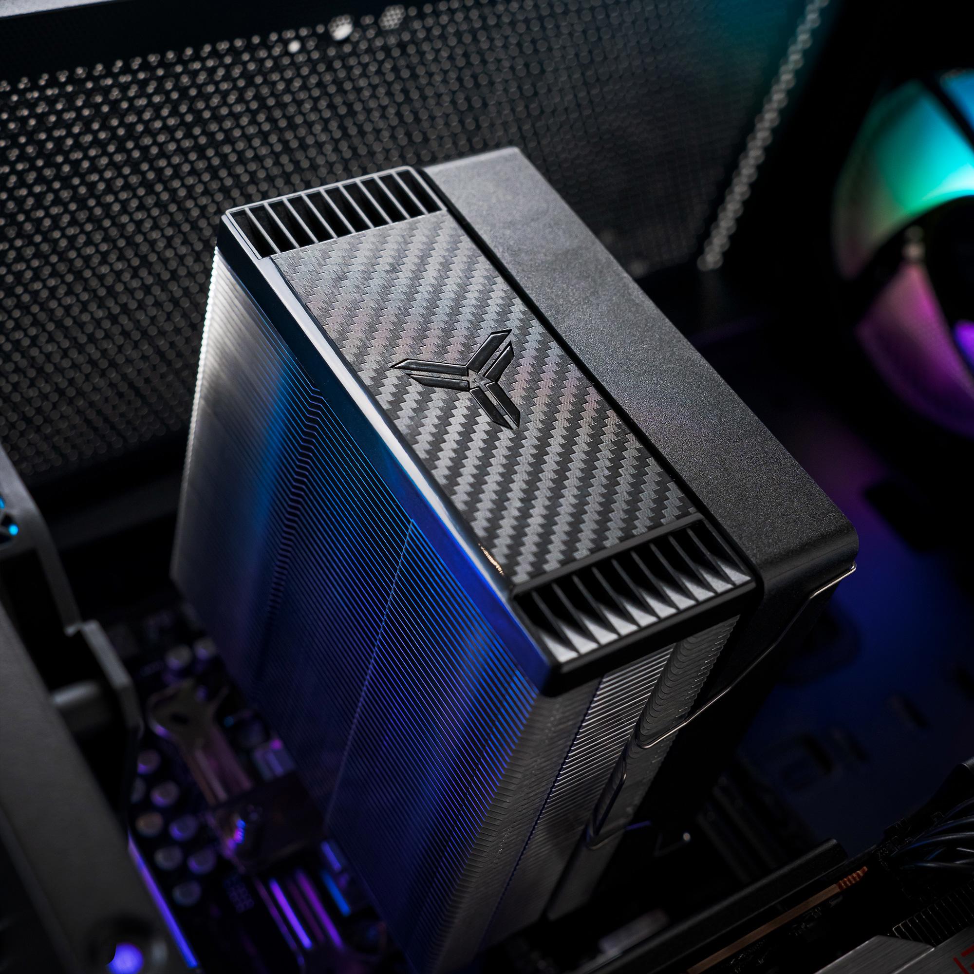 A large main feature product image of EX-DEMO PLE Stealth RX 9060 XT Prebuilt Ready To Go Gaming PC