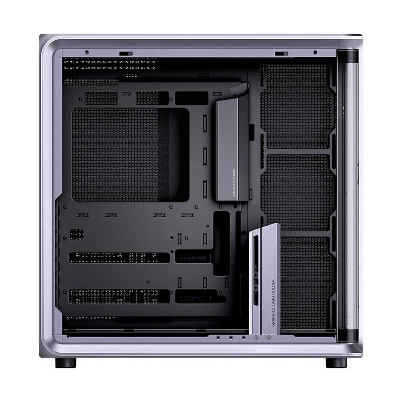 A large main feature product image of EX-DEMO Jonsplus BO400CG Curved Glass Mid Tower Dual-Chamber Aluminium Frame Case (Grey)