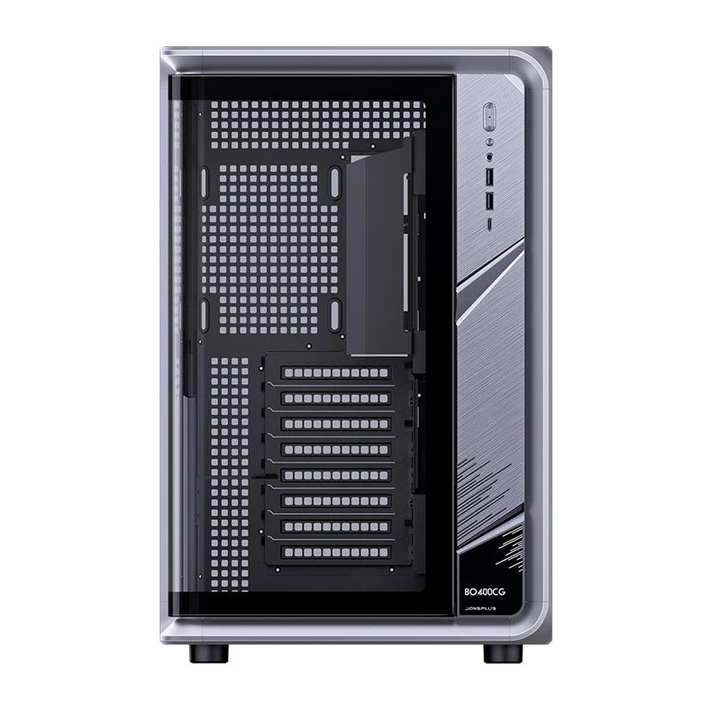 A large main feature product image of EX-DEMO Jonsplus BO400CG Curved Glass Mid Tower Dual-Chamber Aluminium Frame Case (Grey)